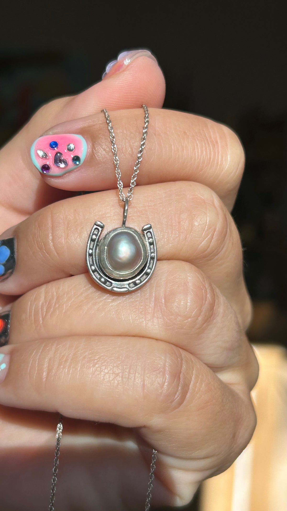 Freshwater pearl horseshoe necklace