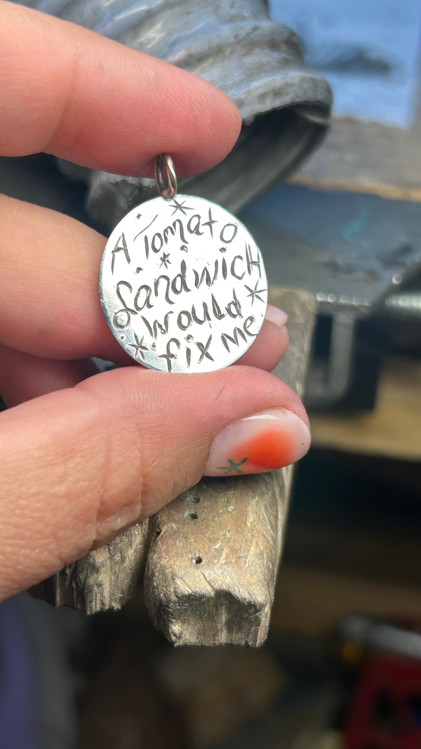 Engraved Sterling Tomato Pendant Made to Order!