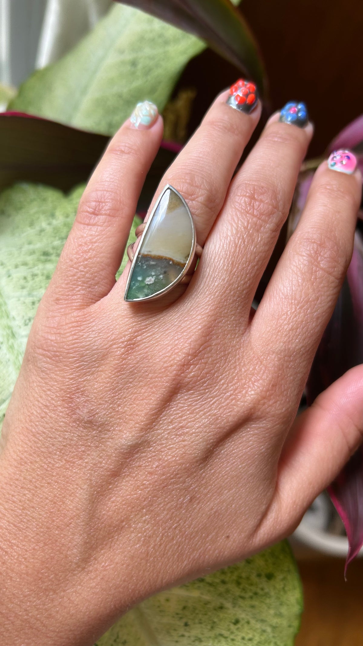 Opalized wood ring size 6