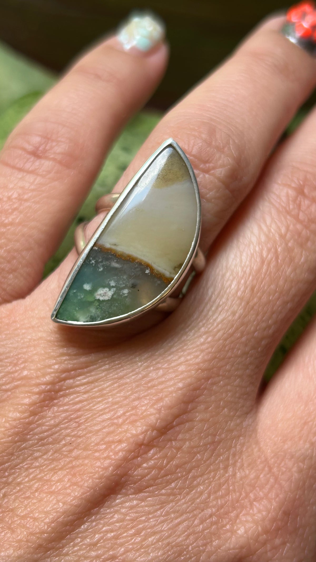 Opalized wood ring size 6