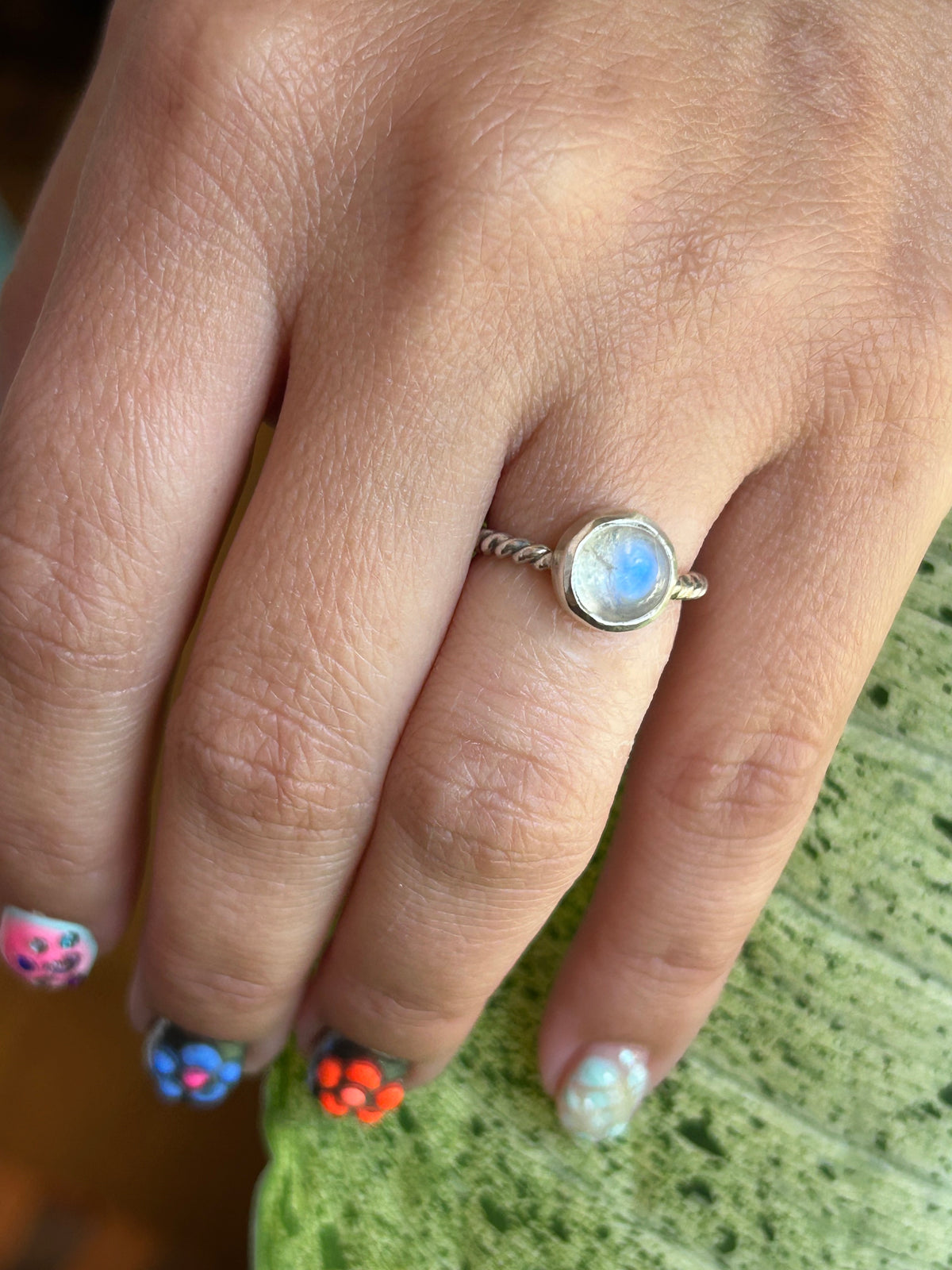 Rainbow Moonstone Ring size 5.5