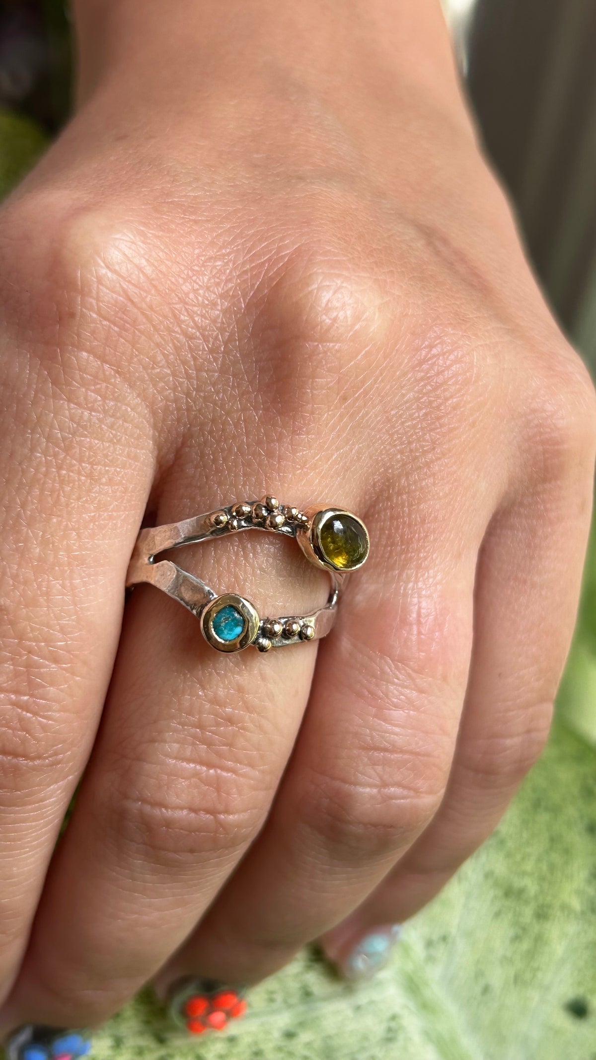Wavy baby Tourmaline & Turquoise size 10.5