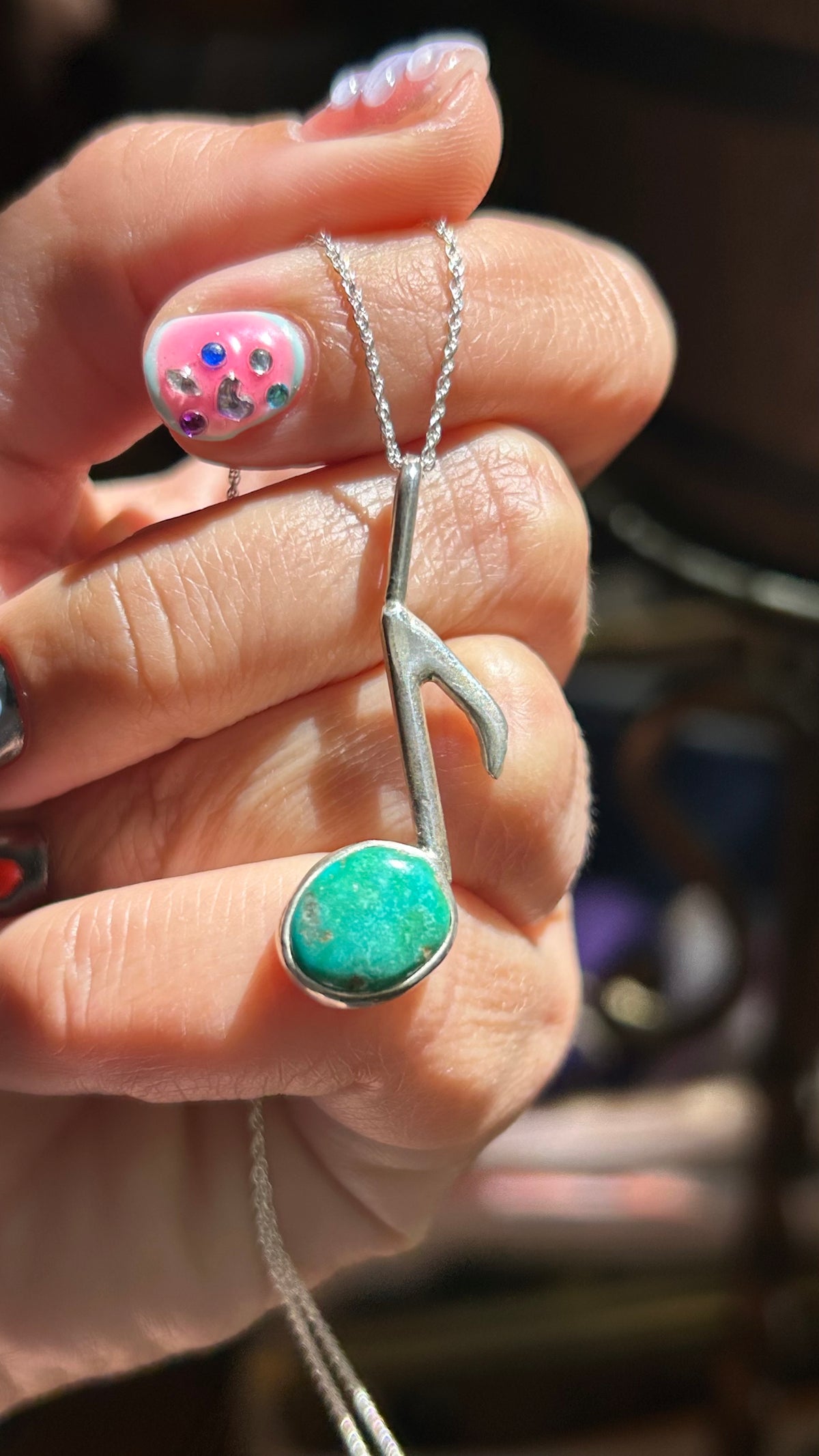 Turquoise Sterling music note