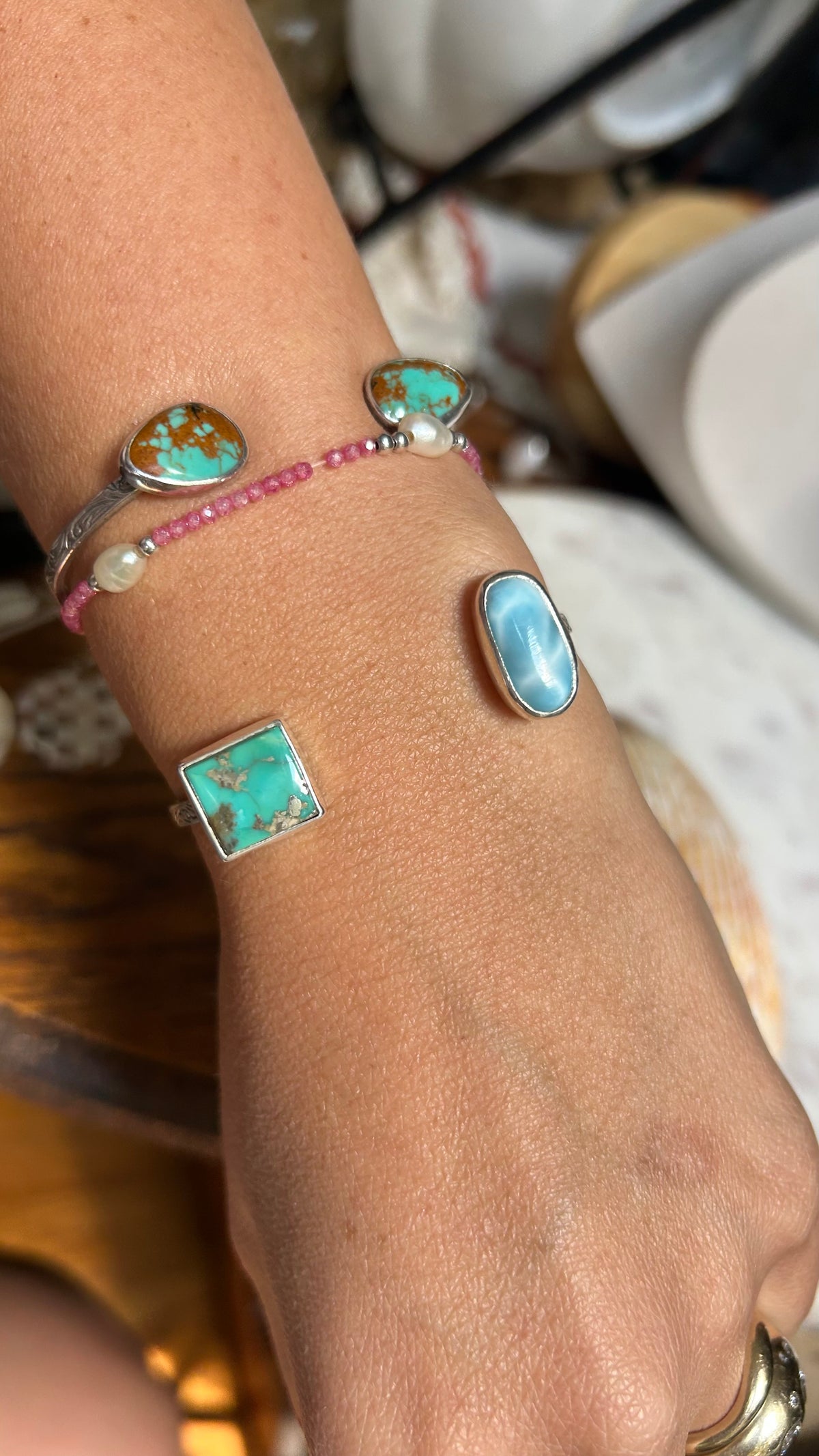 Turquoise & Larimar Cuff