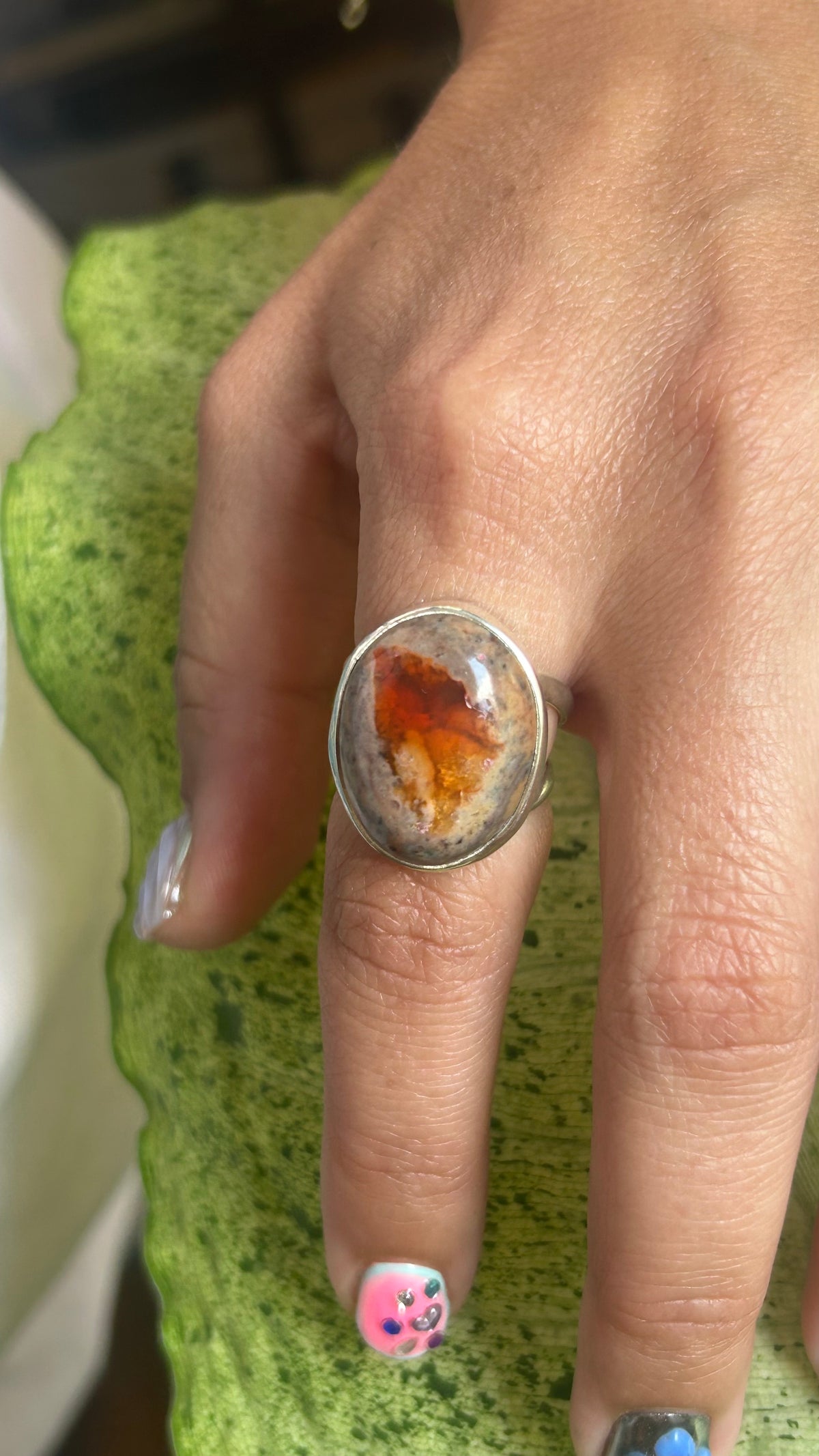 Fire opal double band size 7.5