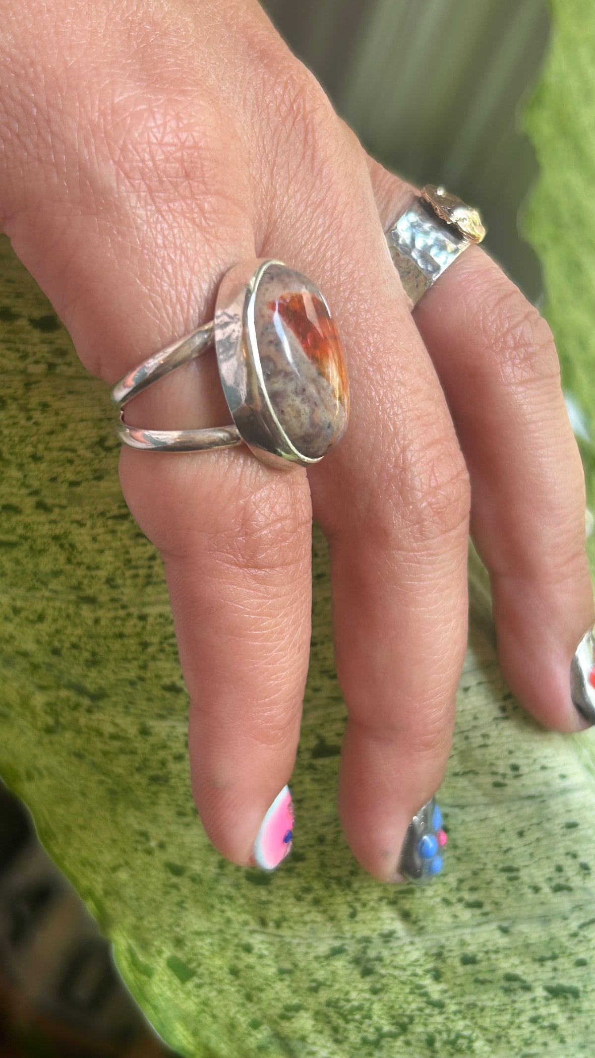 Fire opal double band size 7.5