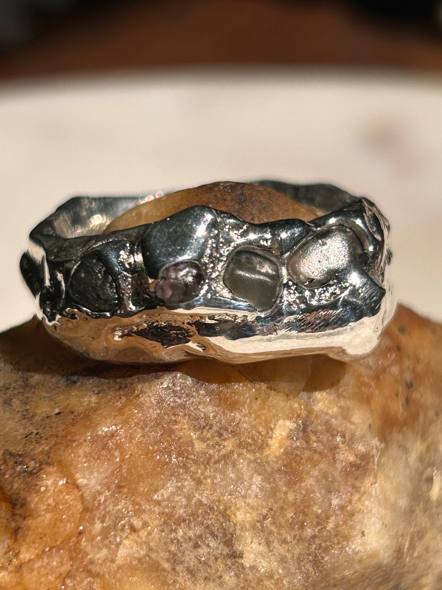 Blazar Collection Sand Cast with Raw Montana Sapphires