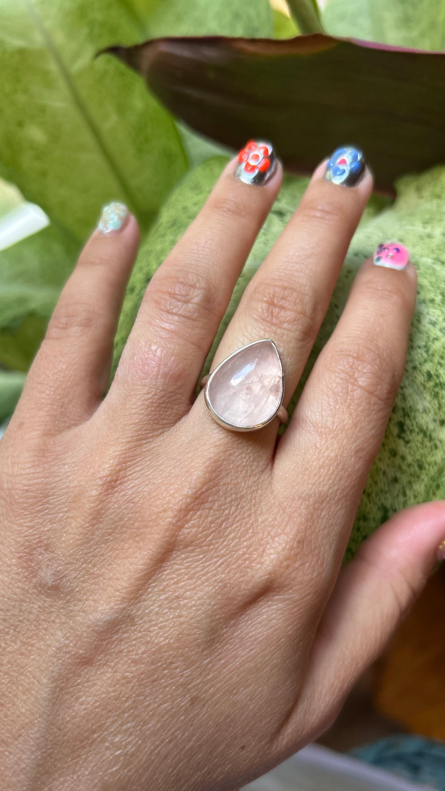 Rose quartz ring size 8