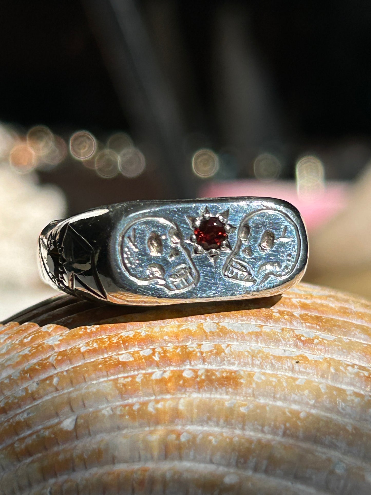 Blazar x HGJ ‘til death ring featuring Garnet, Citrine & Sapphire