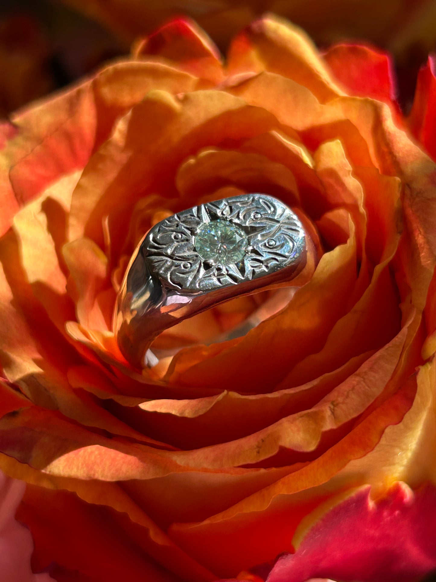 Blazar x HGJ Aqua Moissanite Signet