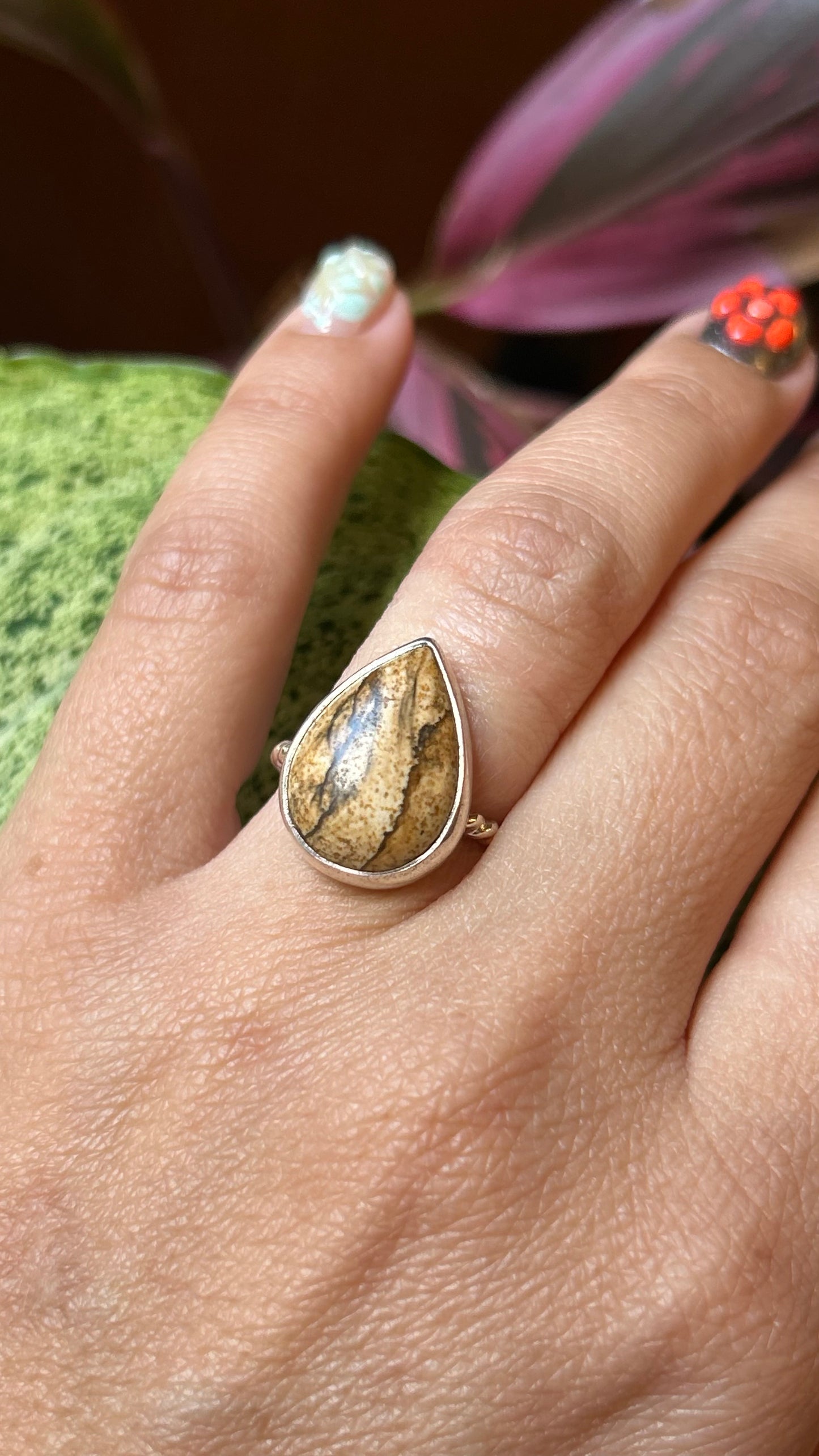 Landscape Jasper Ring size 6.75