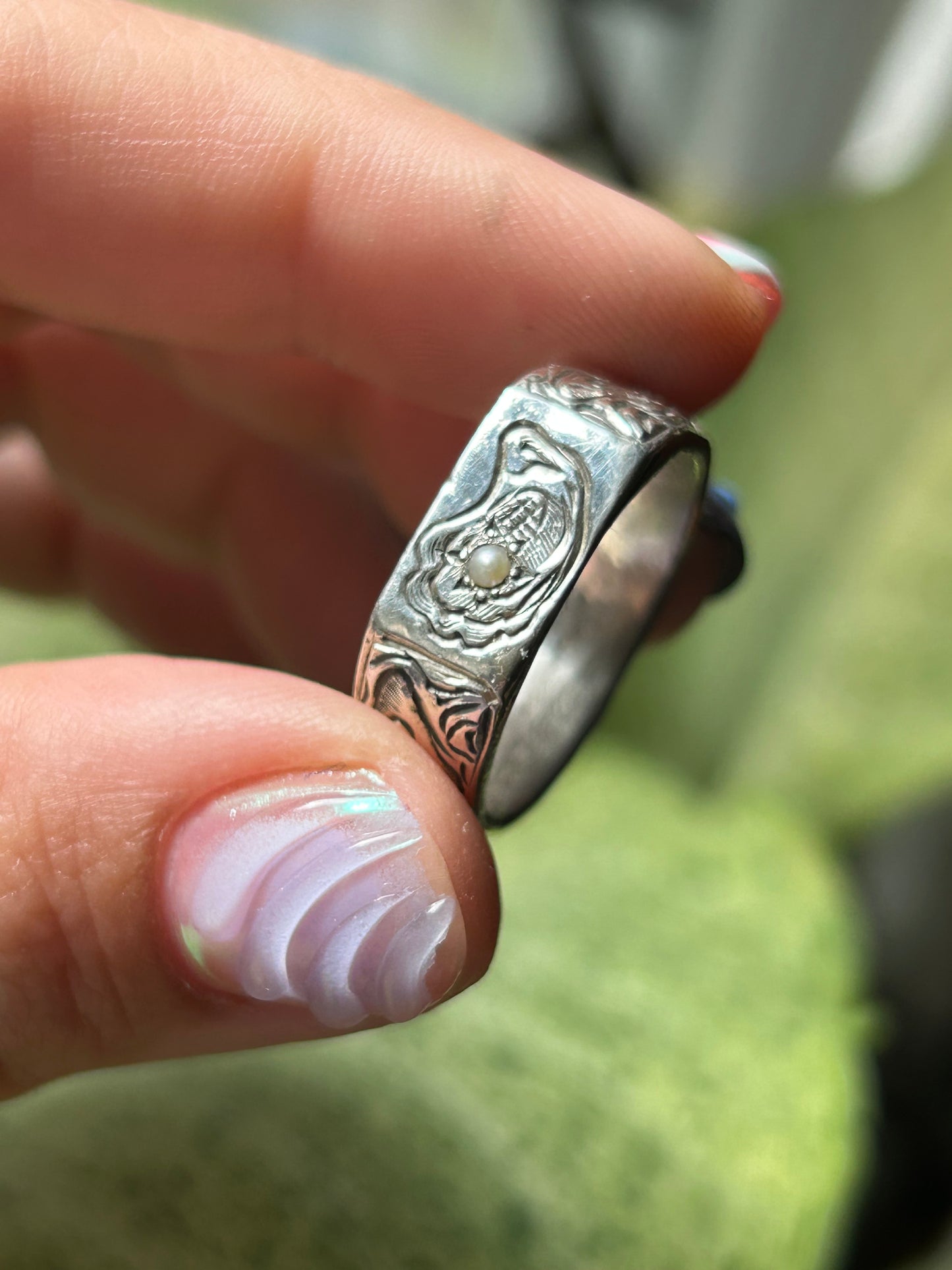 Blazar x HGJ Engraved Oyster and Pearl Ring