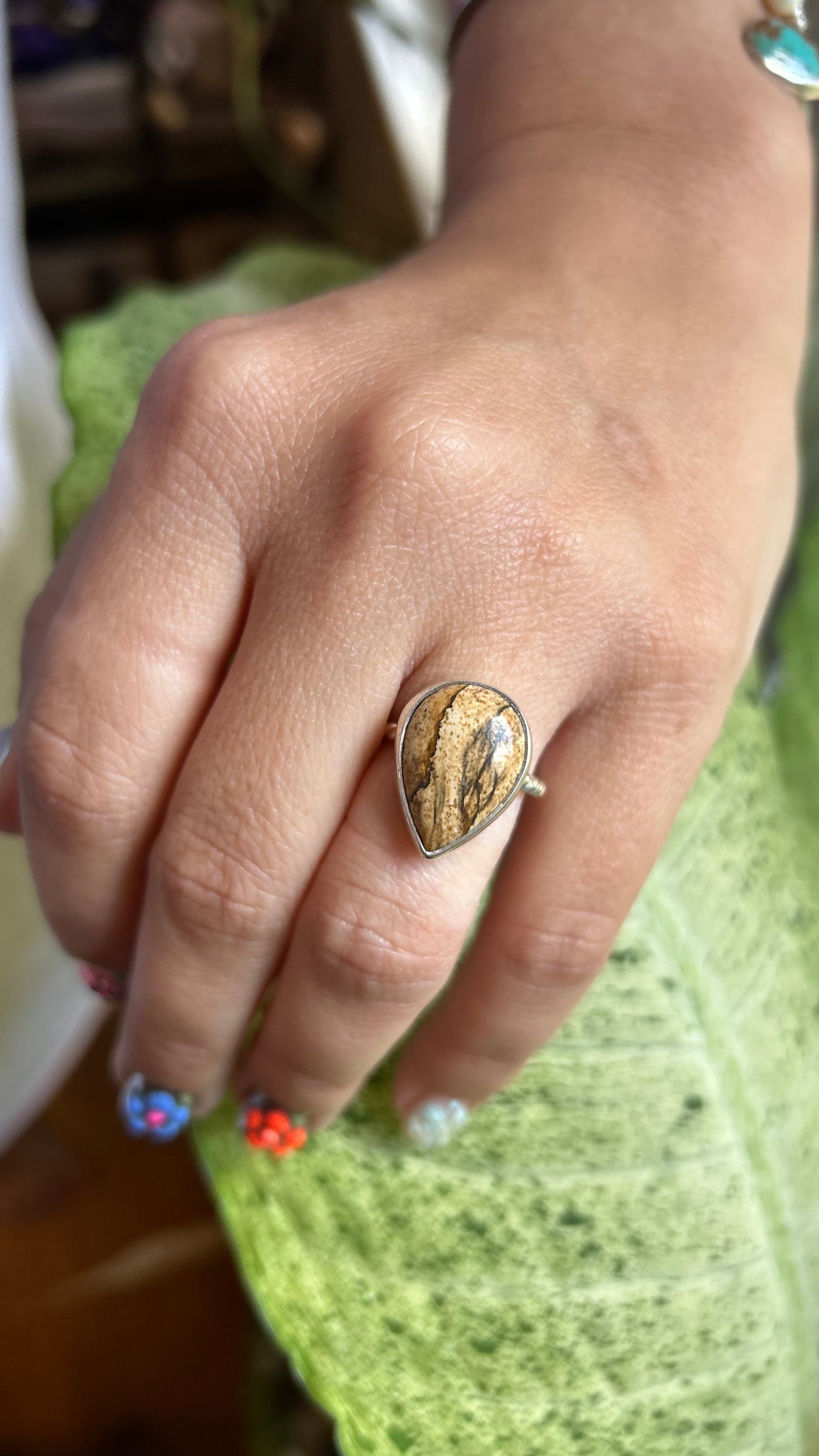 Landscape Jasper Ring size 6.75