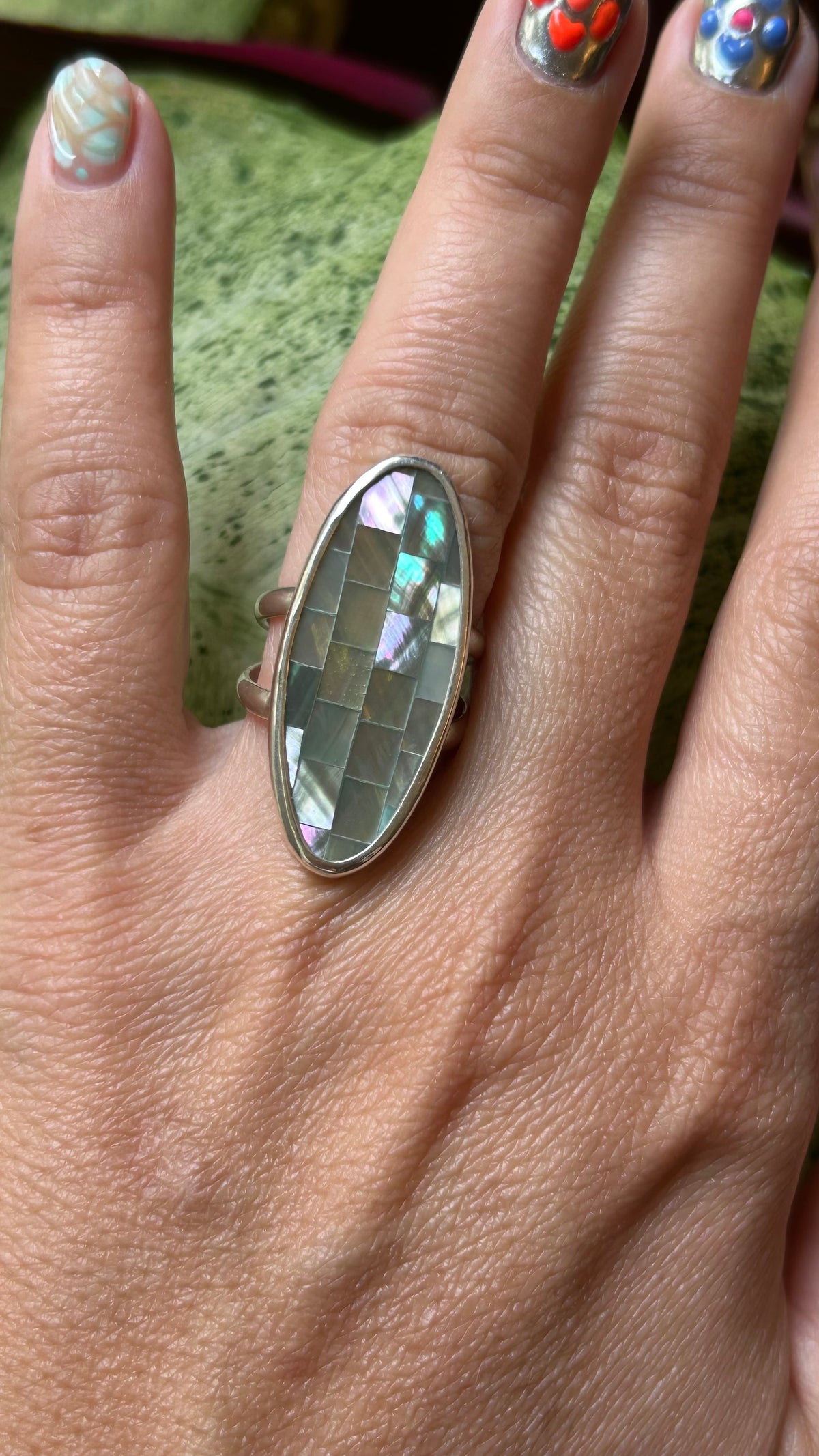 Tronca shell inlay ring size 7