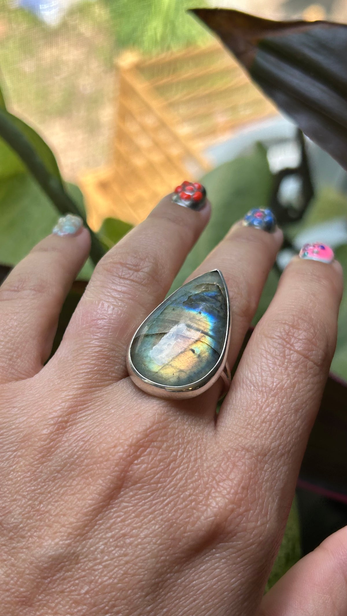 Large Labradorite Ring size 8.5