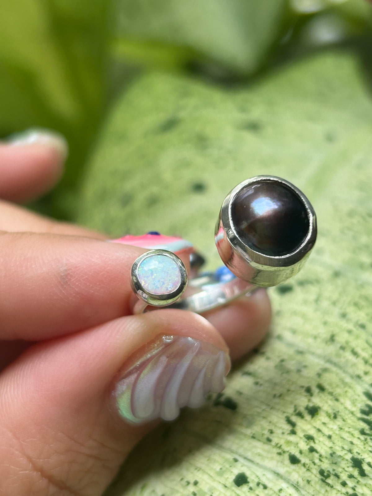 Freshwater Pearl & Lab Opal size 7.5