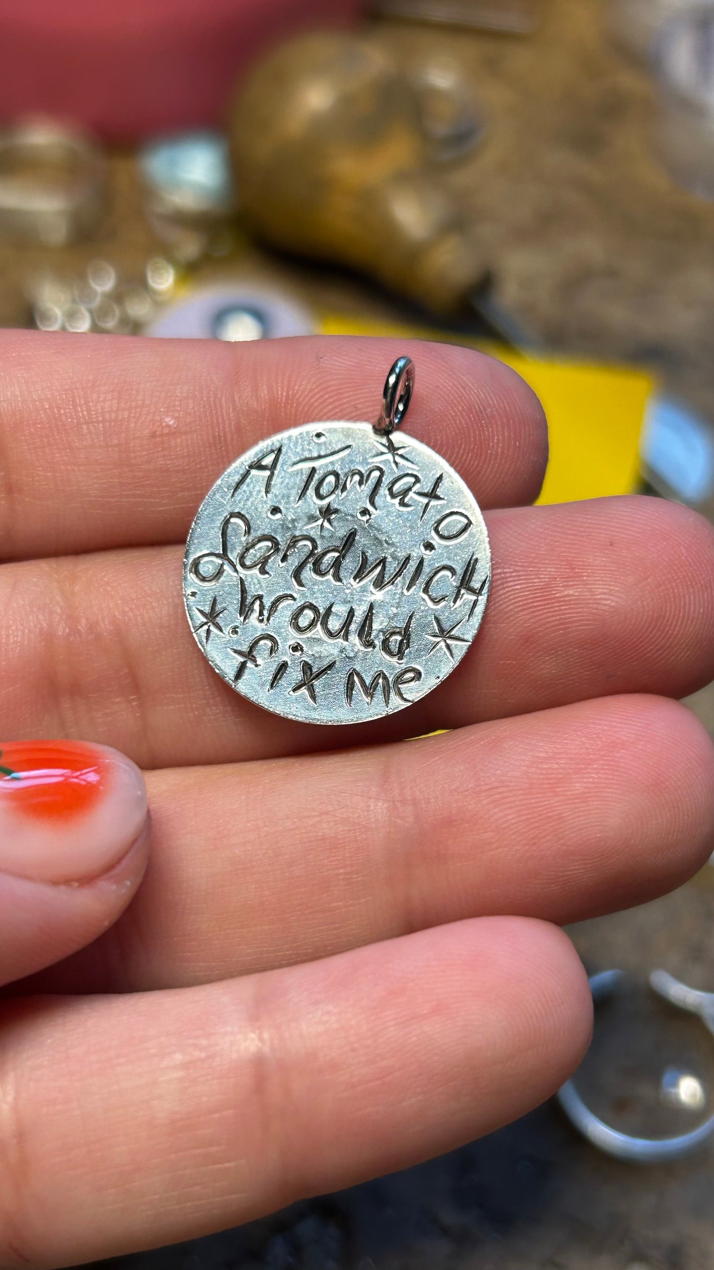 Engraved Sterling Tomato Pendant Made to Order!