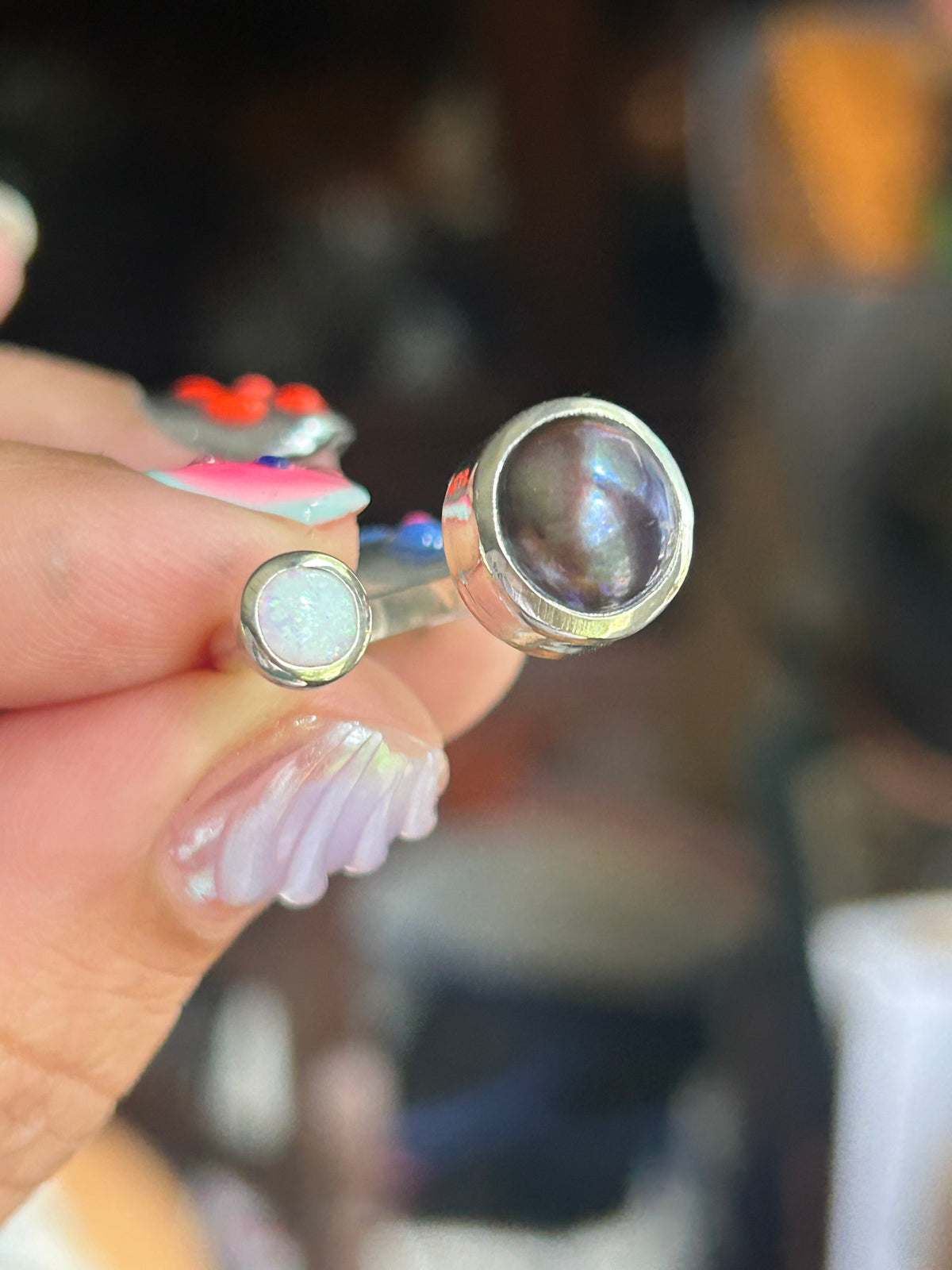 Freshwater Pearl & Lab Opal size 7.5