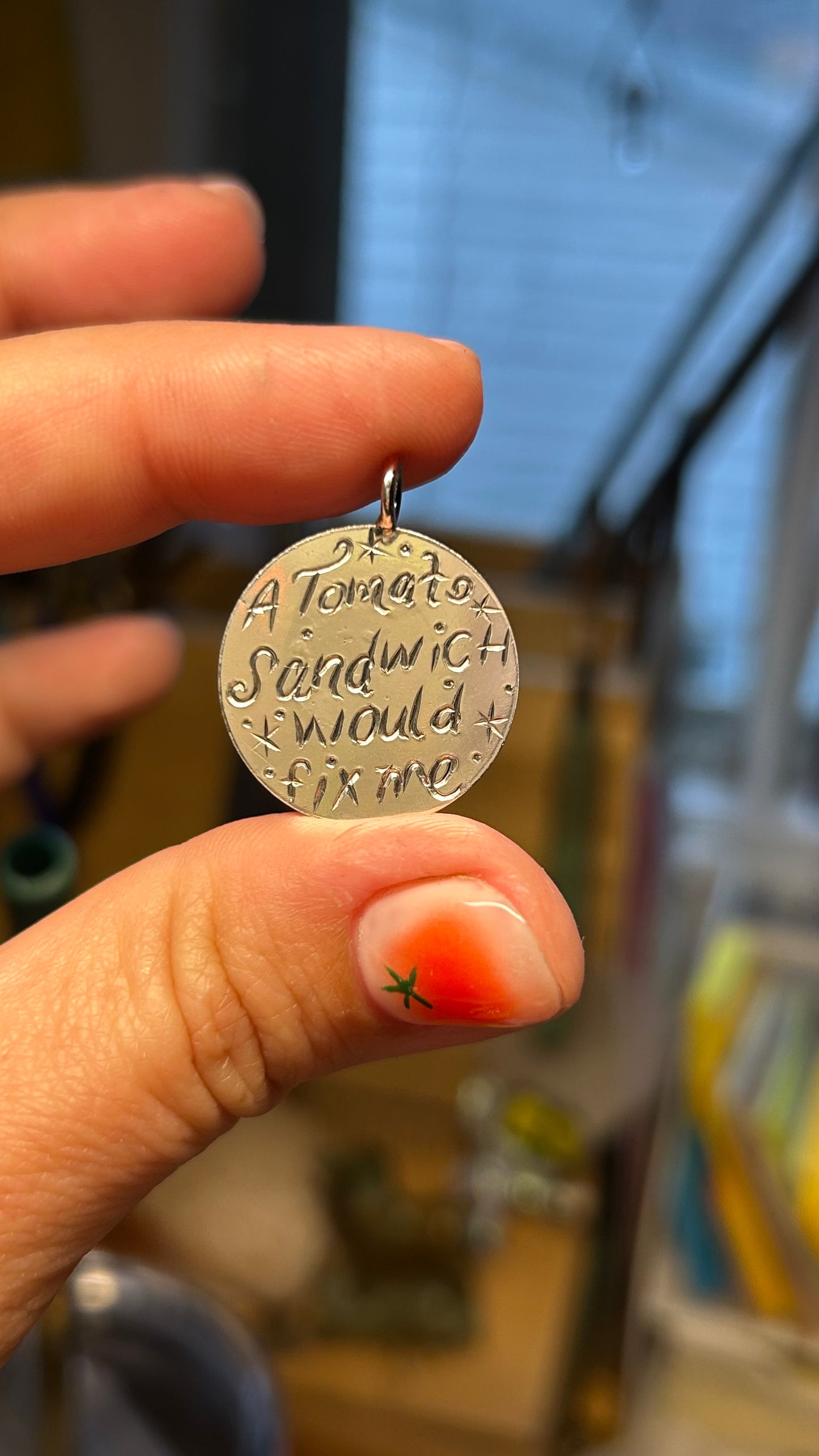 Engraved Sterling Tomato Pendant Made to Order!