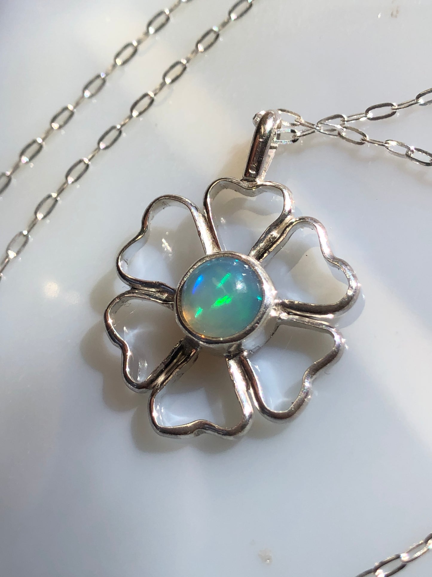 Opal Flower Pendant #2