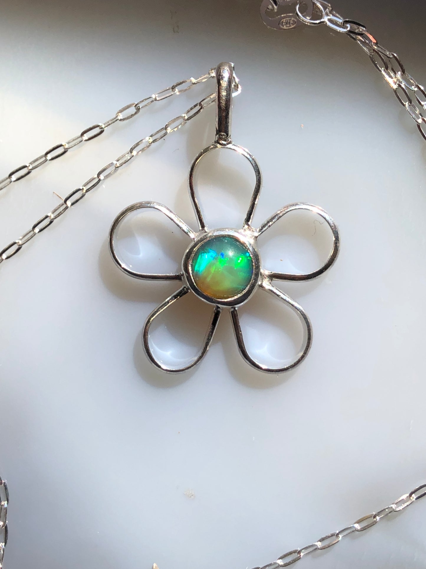 Opal Flower Pendant #1