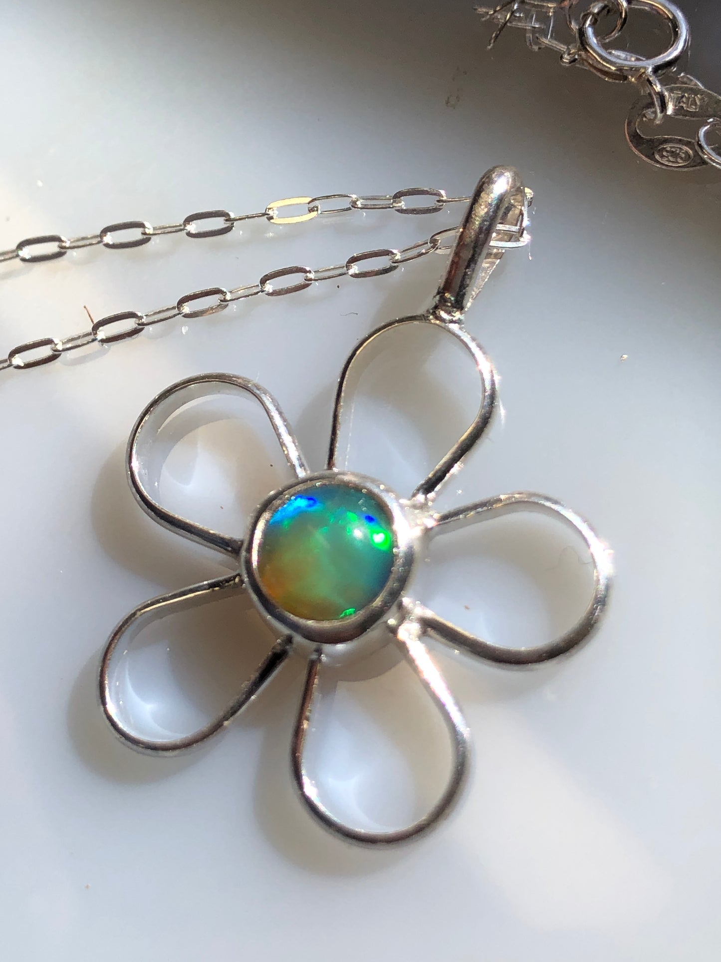 Opal Flower Pendant #1