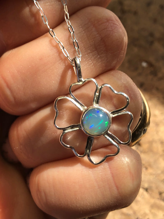 Opal Flower Pendant #2