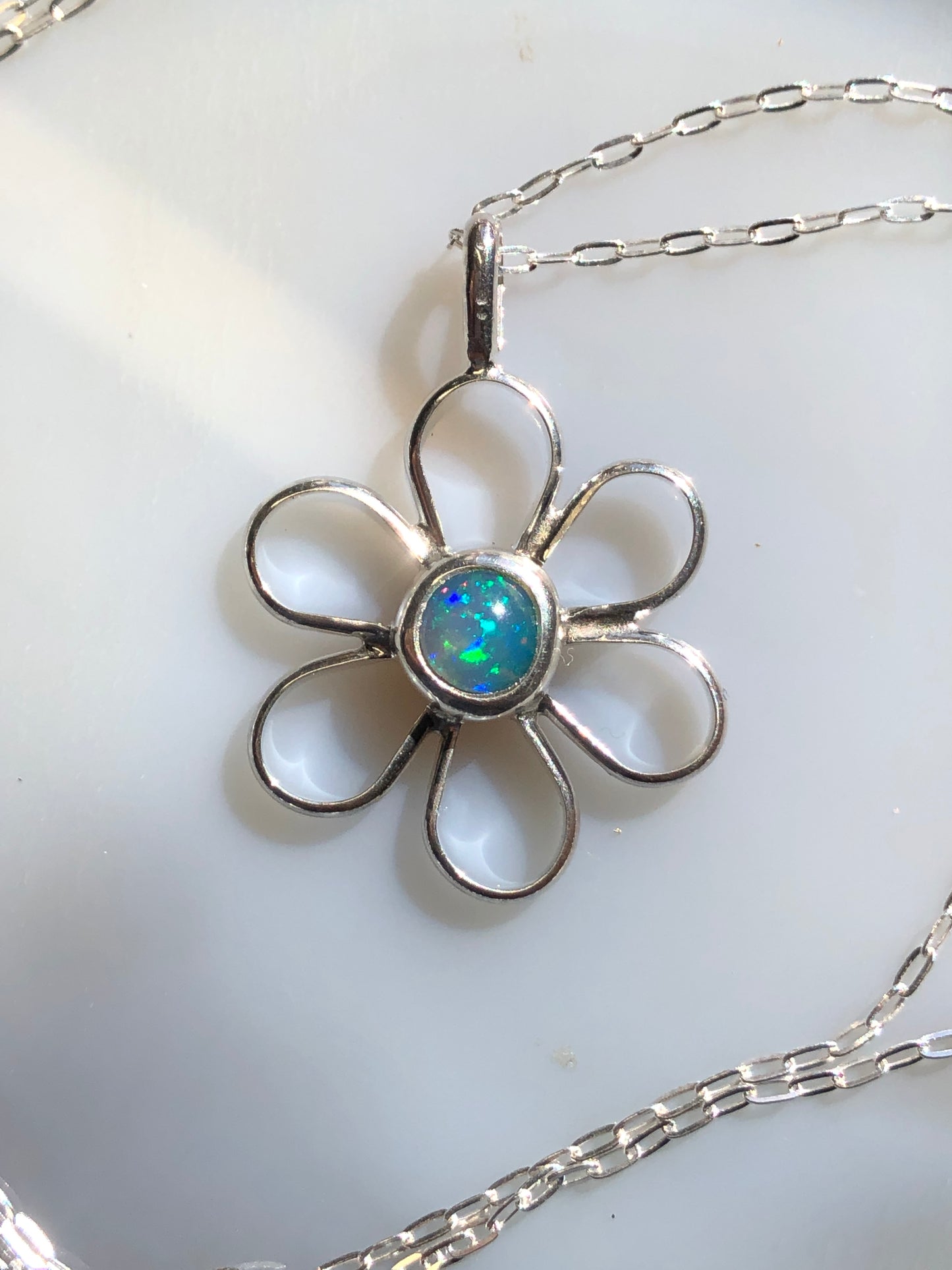 Opal Flower Pendant #3