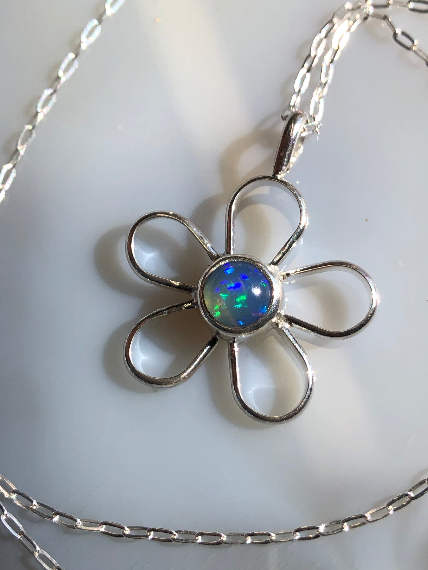 Opal Flower Pendant #4