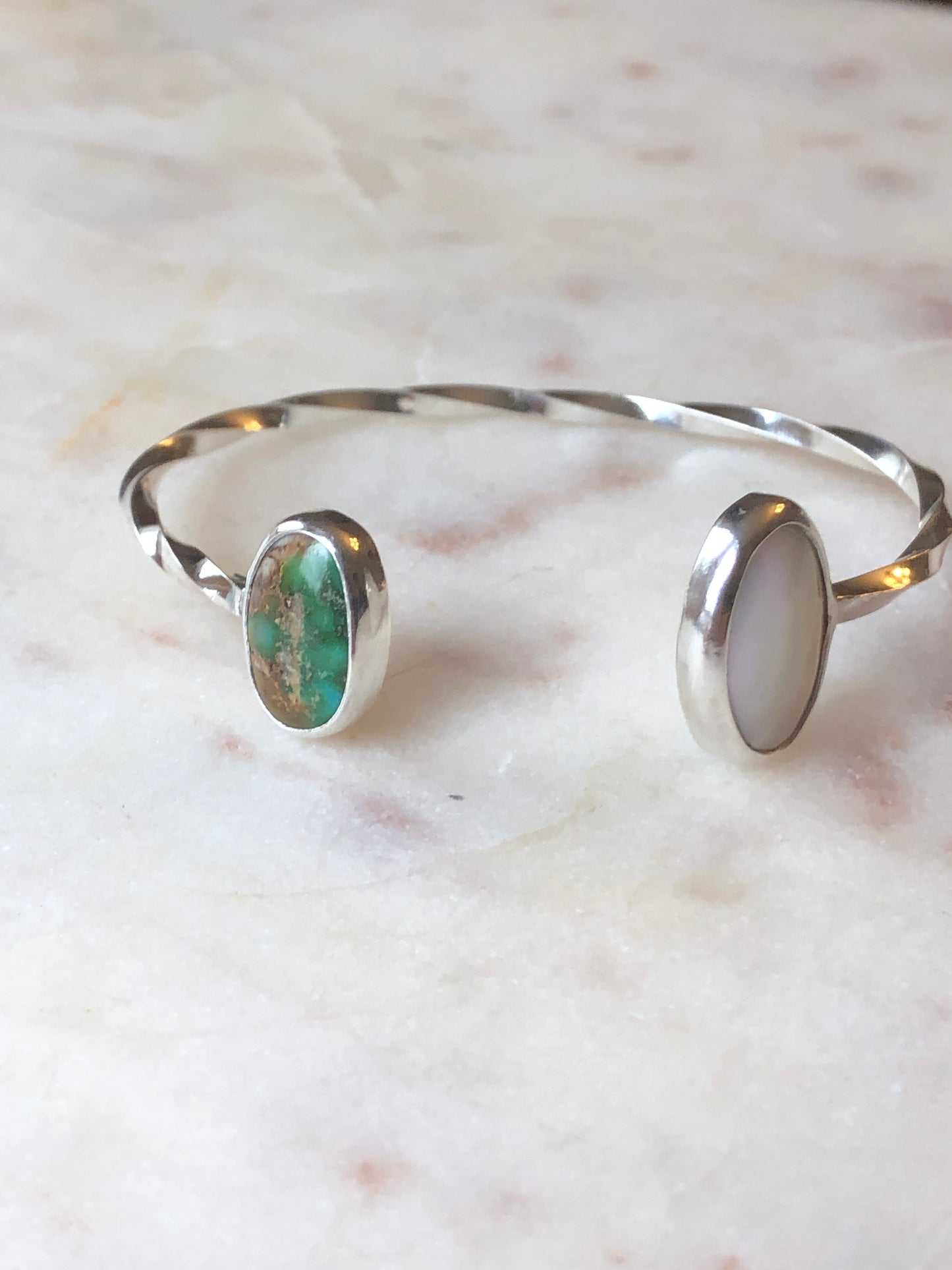 Sonoran Gold Turquoise and Mother of Pearl Adjustable Cuff #6