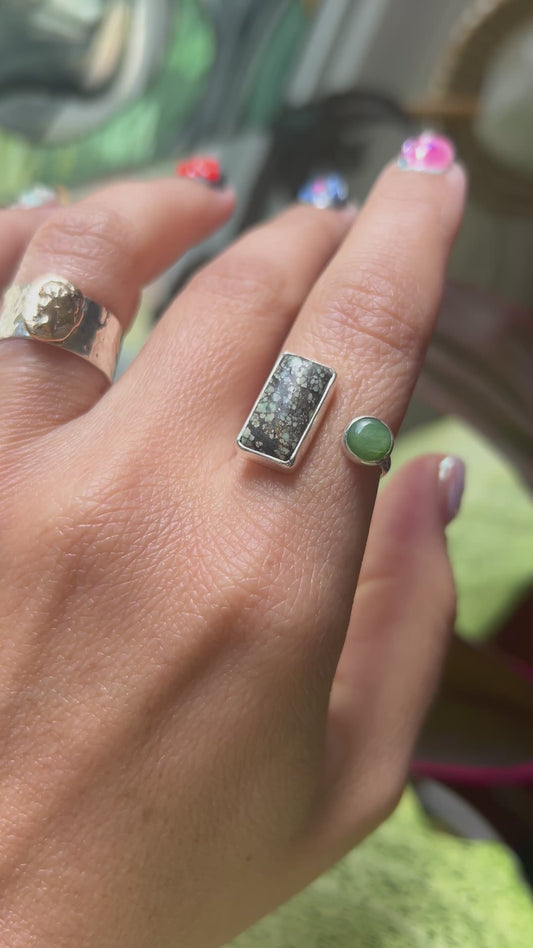 Variscite & Jade Ring size 8.5