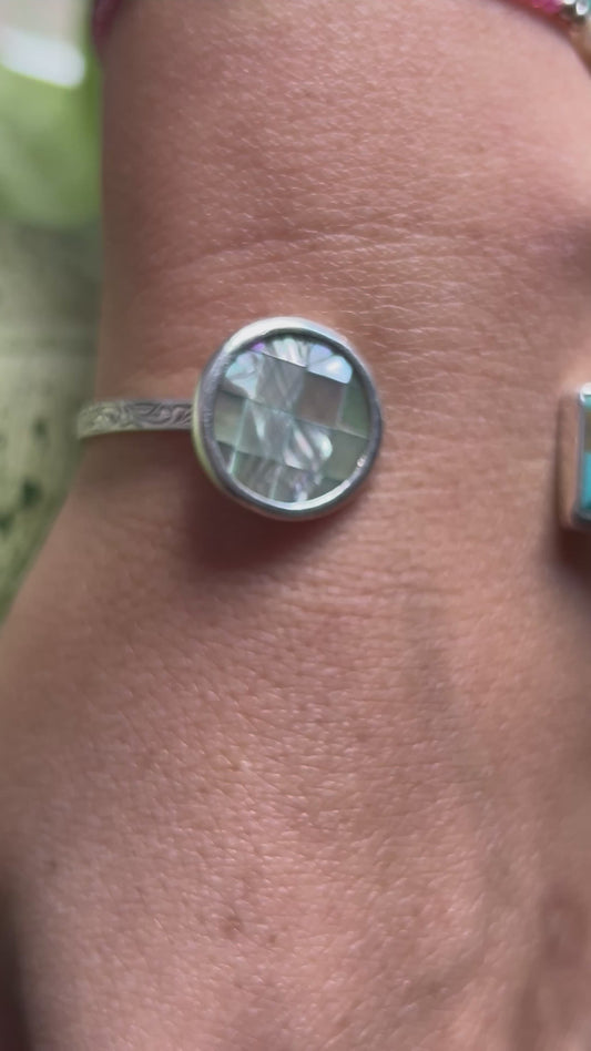 Checker Tronca shell inlay and Turquoise cuff