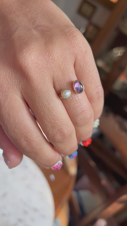 Mixed Metal Amethyst and Pearl size 7.5