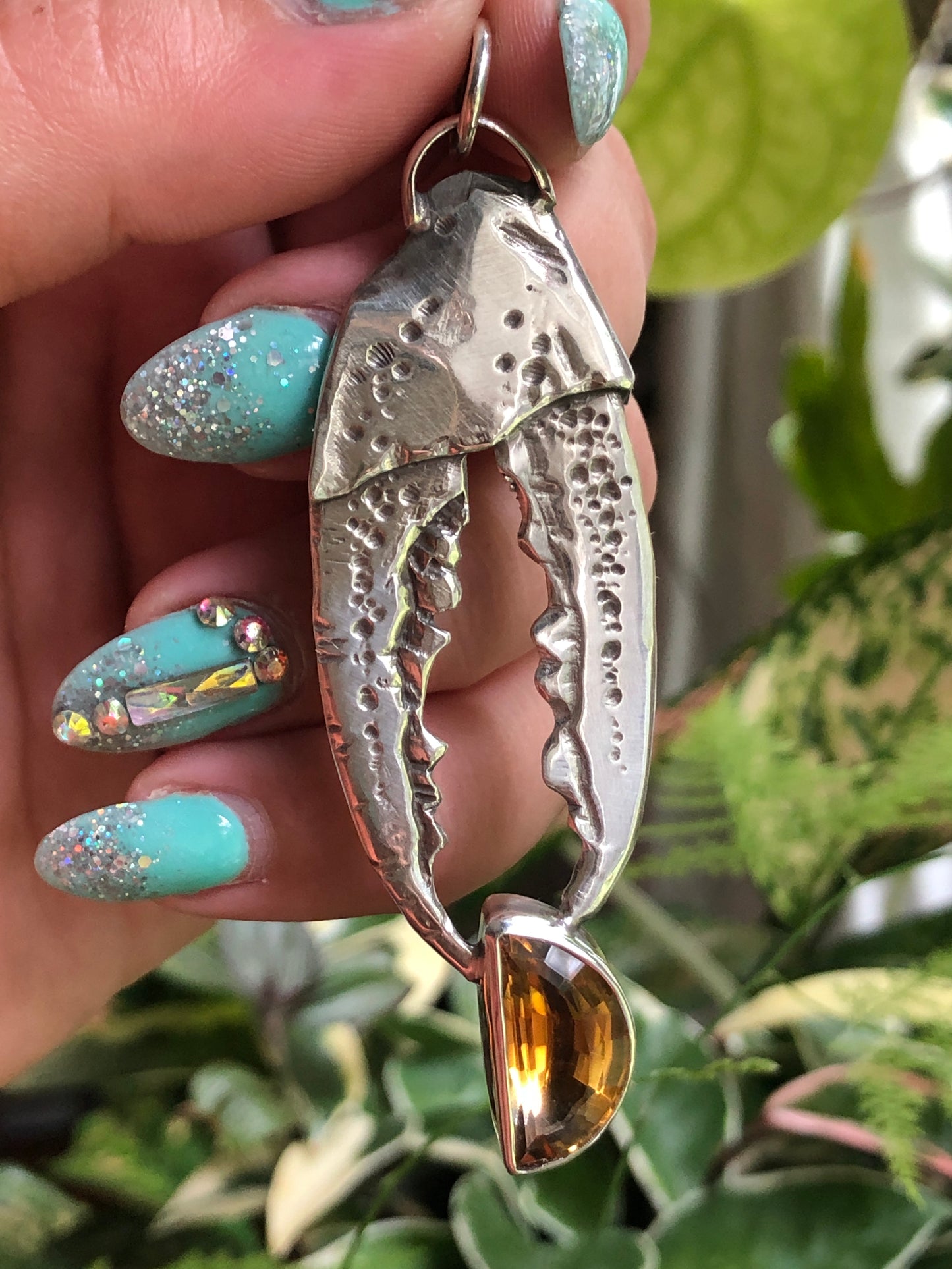 Citrine Crab Claw Pendant