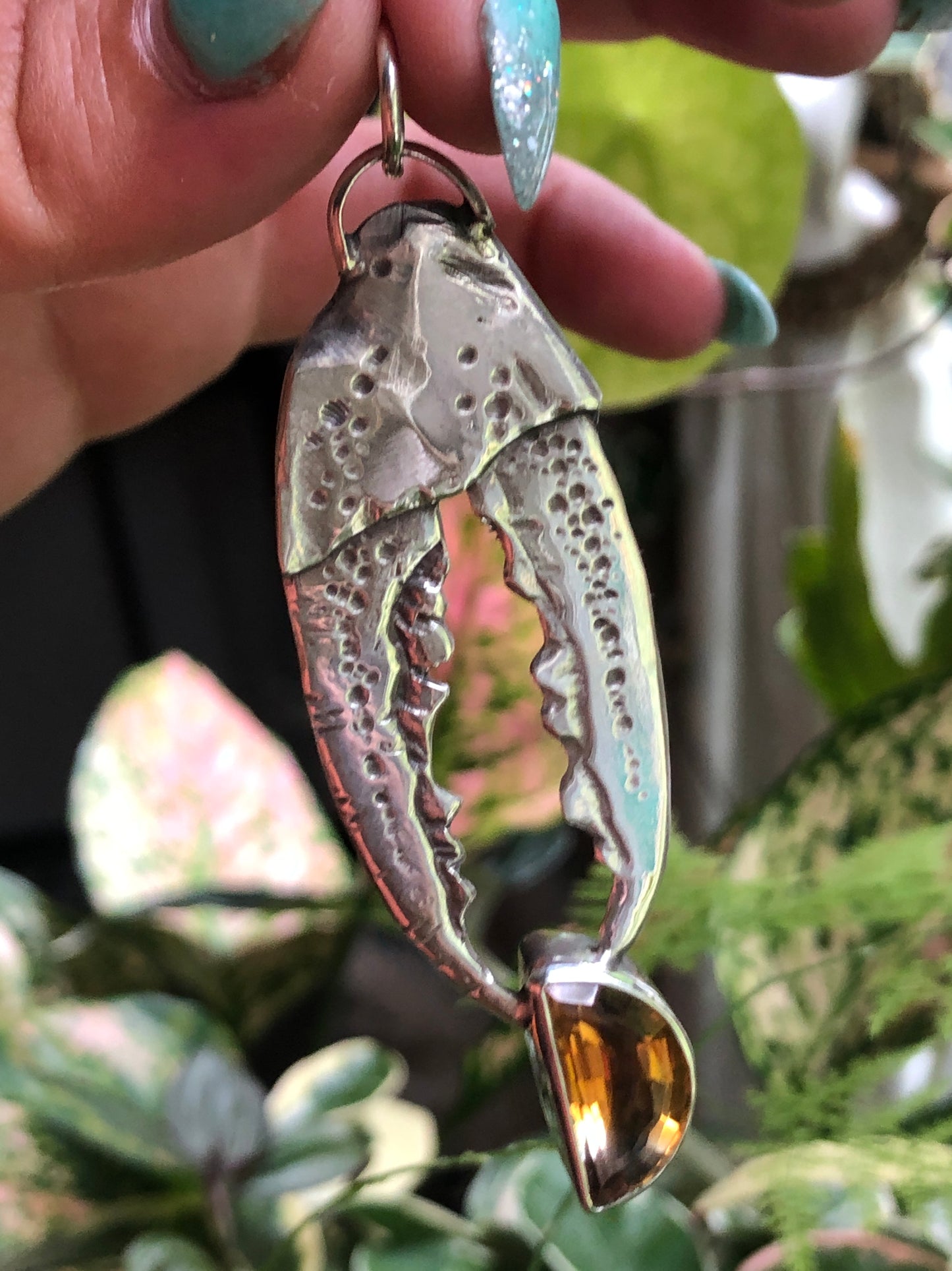 Citrine Crab Claw Pendant