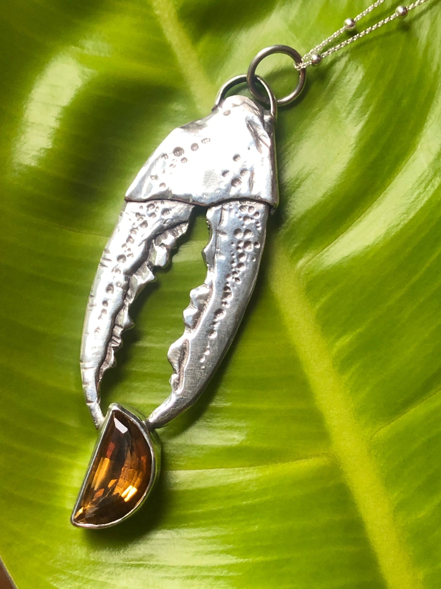 Citrine Crab Claw Pendant