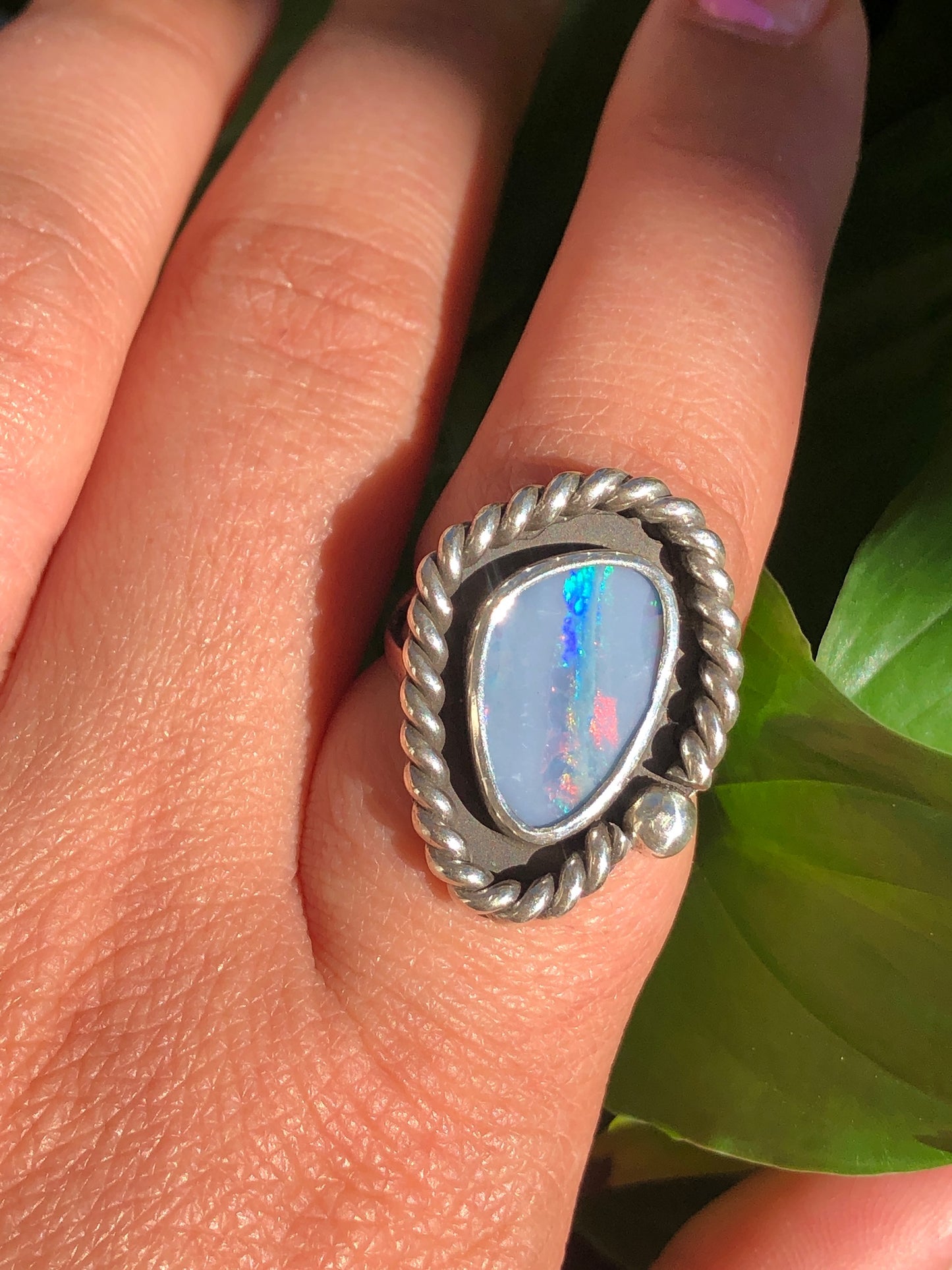 Australian Opal Doublet with Rope Wire Detail Size 8