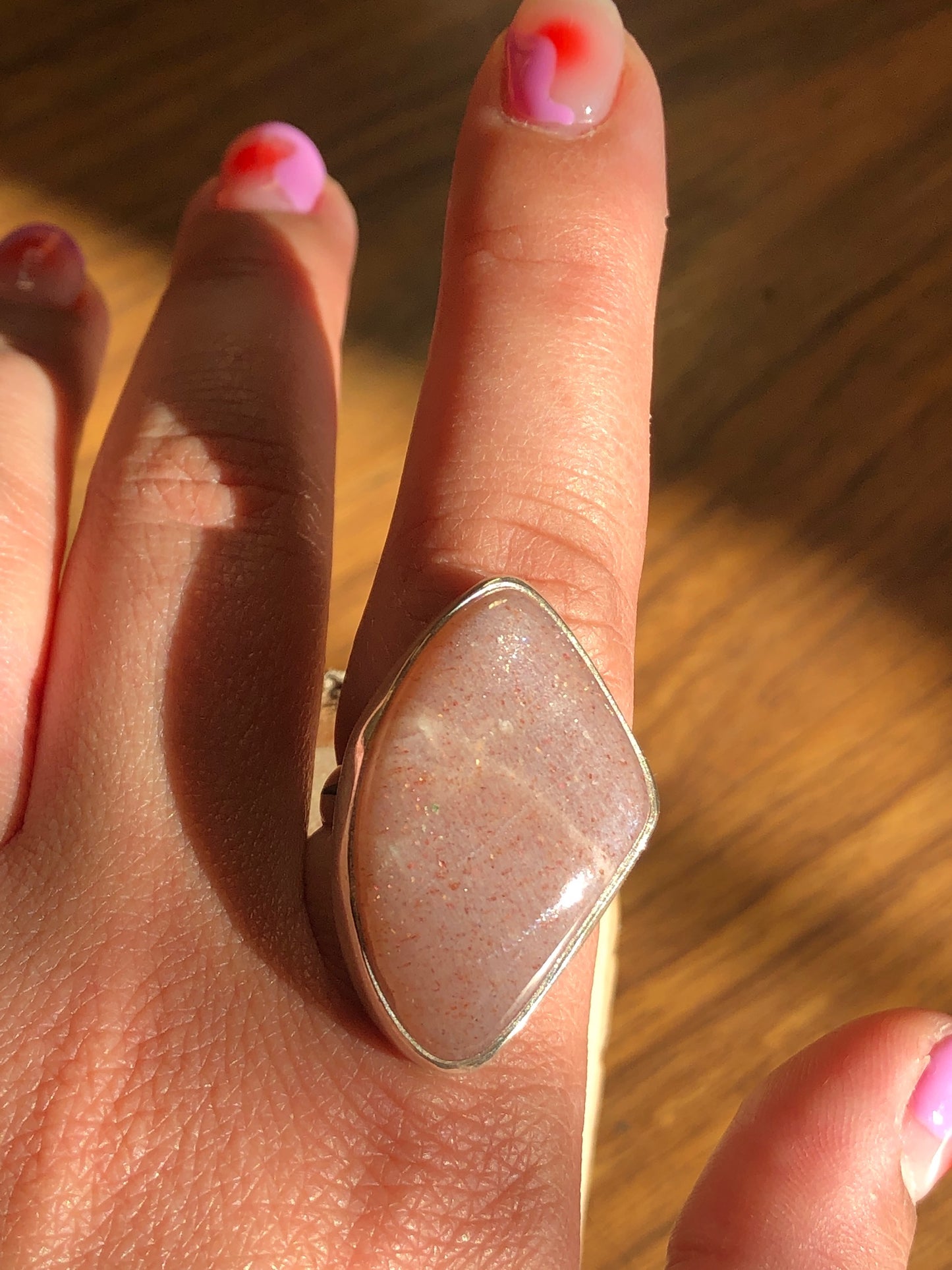 Peach Moonstone Ring Size 10