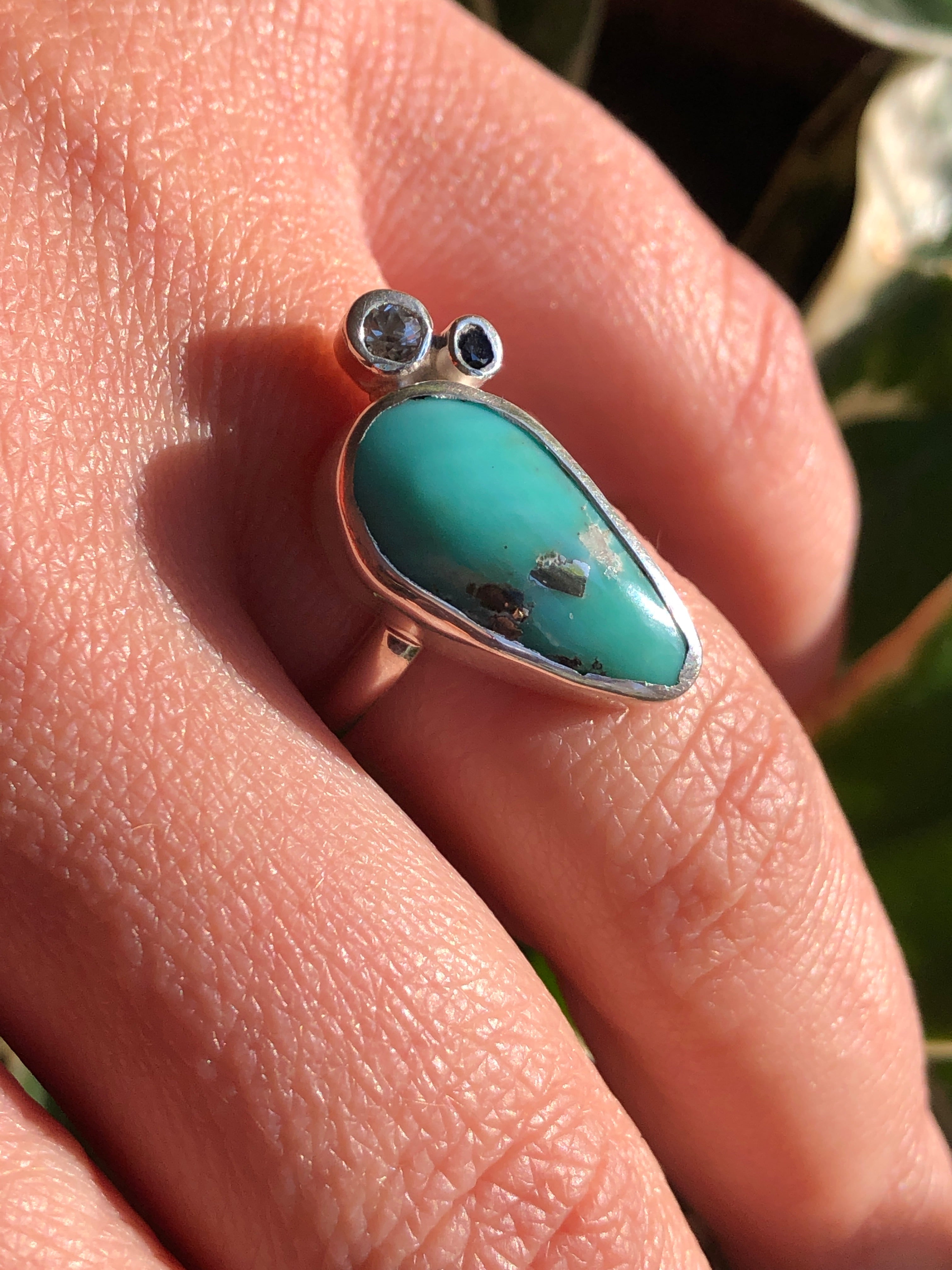 Turquoise & Sapphire Ring | Wabby's Jewels & Gems